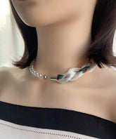 Moderner Kaffeedruck Edelstahl Schal Patchwork Perlenkette